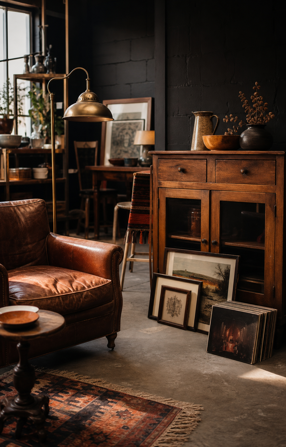 A warm room of character-filled secondhand furniture and household finds